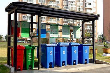 六桶型社区垃圾分类回收亭效果图